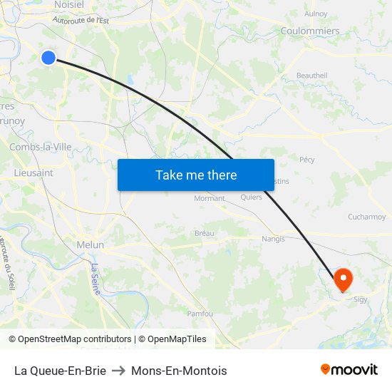 La Queue-En-Brie to Mons-En-Montois map