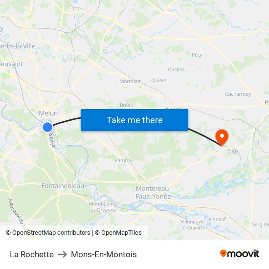 La Rochette to Mons-En-Montois map