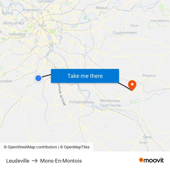 Leudeville to Mons-En-Montois map