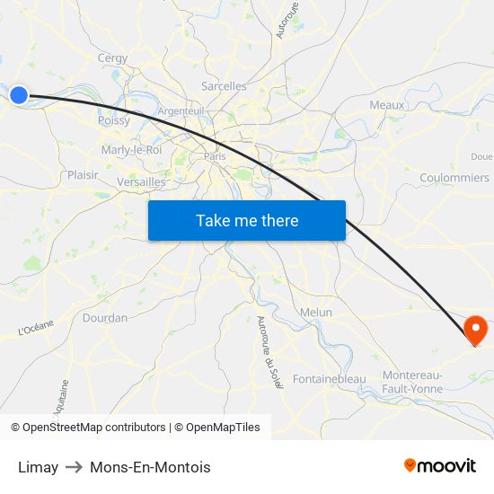 Limay to Mons-En-Montois map
