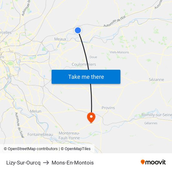 Lizy-Sur-Ourcq to Mons-En-Montois map