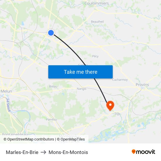 Marles-En-Brie to Mons-En-Montois map