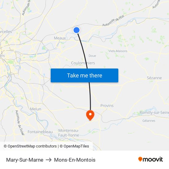 Mary-Sur-Marne to Mons-En-Montois map