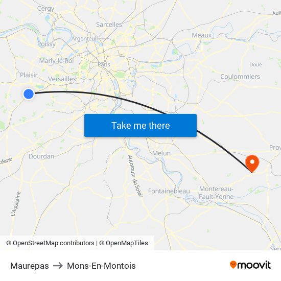 Maurepas to Mons-En-Montois map