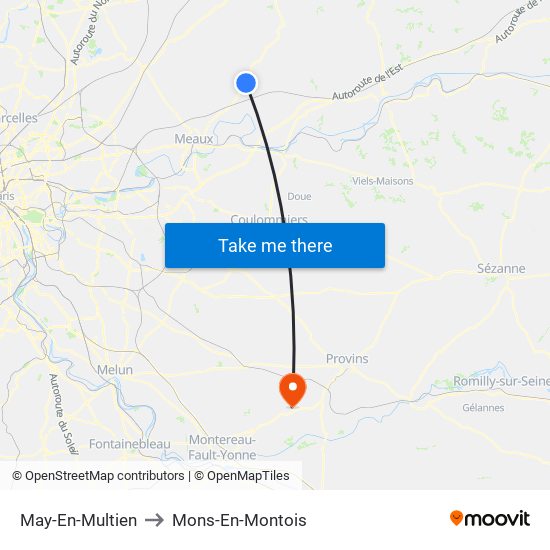 May-En-Multien to Mons-En-Montois map