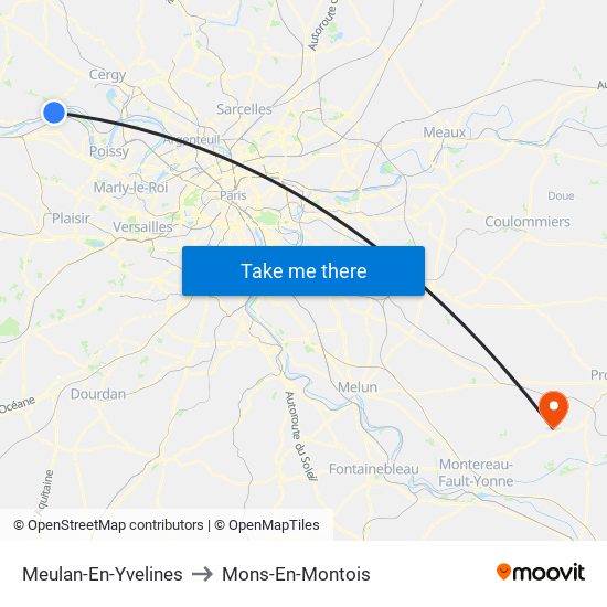 Meulan-En-Yvelines to Mons-En-Montois map