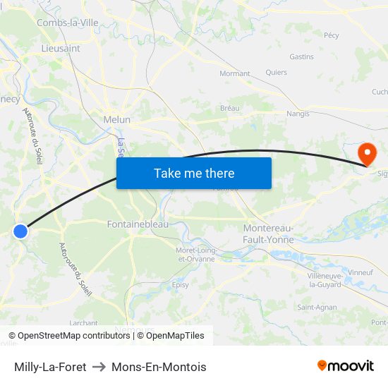 Milly-La-Foret to Mons-En-Montois map