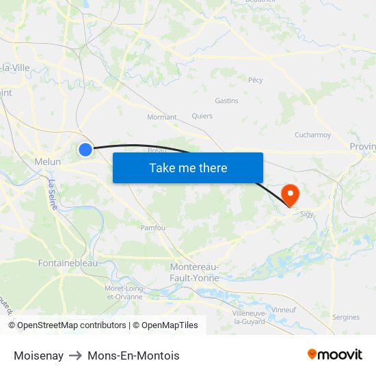 Moisenay to Mons-En-Montois map