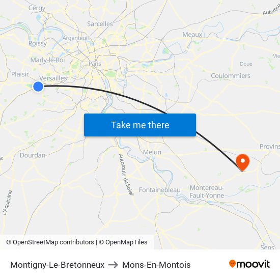 Montigny-Le-Bretonneux to Mons-En-Montois map