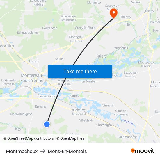 Montmachoux to Mons-En-Montois map