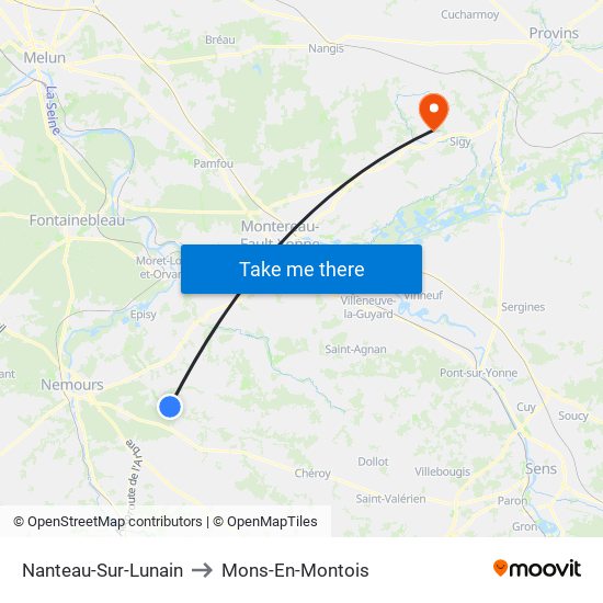 Nanteau-Sur-Lunain to Mons-En-Montois map
