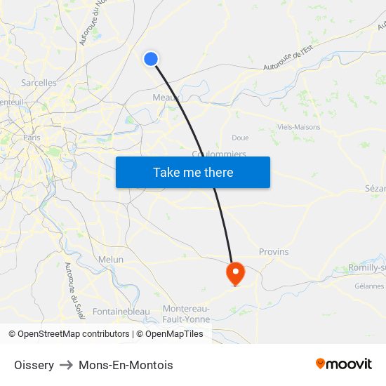 Oissery to Mons-En-Montois map