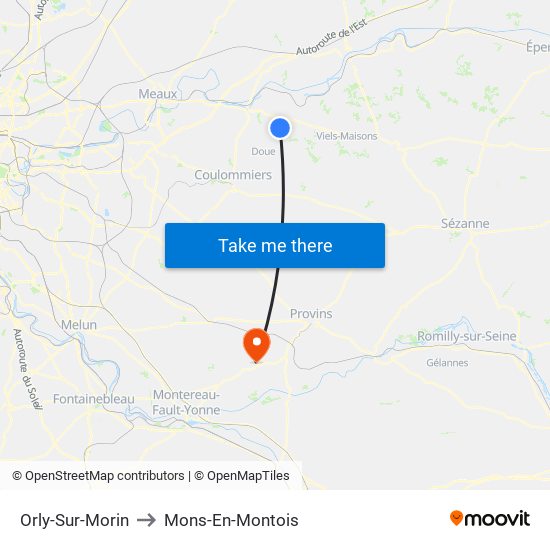 Orly-Sur-Morin to Mons-En-Montois map