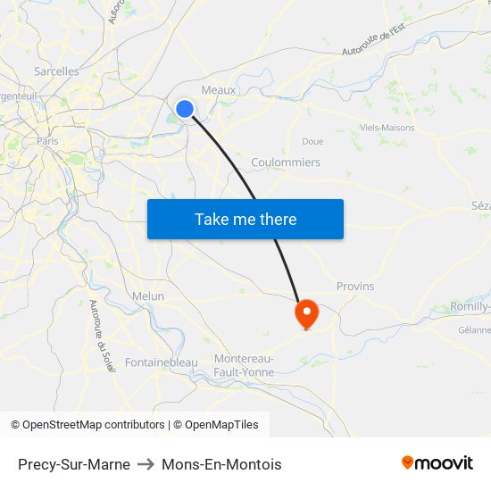 Precy-Sur-Marne to Mons-En-Montois map