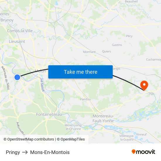 Pringy to Mons-En-Montois map