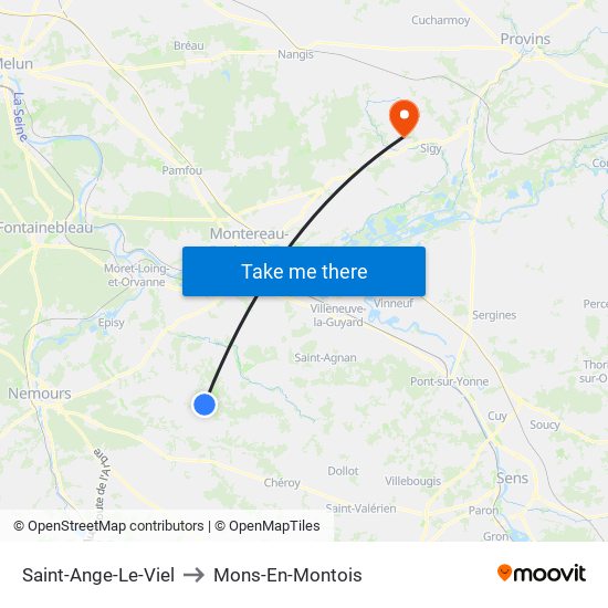 Saint-Ange-Le-Viel to Mons-En-Montois map