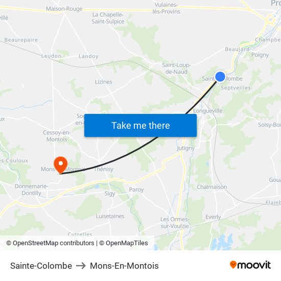 Sainte-Colombe to Mons-En-Montois map