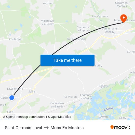 Saint-Germain-Laval to Mons-En-Montois map