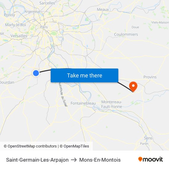 Saint-Germain-Les-Arpajon to Mons-En-Montois map