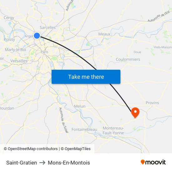 Saint-Gratien to Mons-En-Montois map
