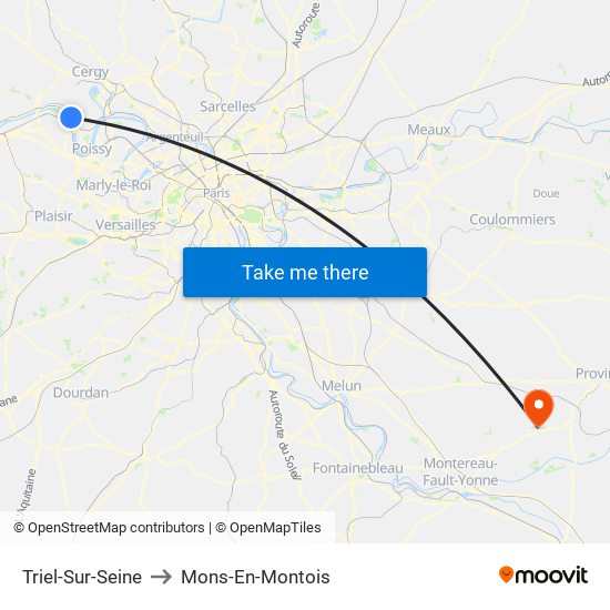 Triel-Sur-Seine to Mons-En-Montois map