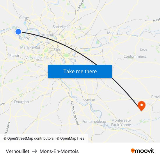 Vernouillet to Mons-En-Montois map