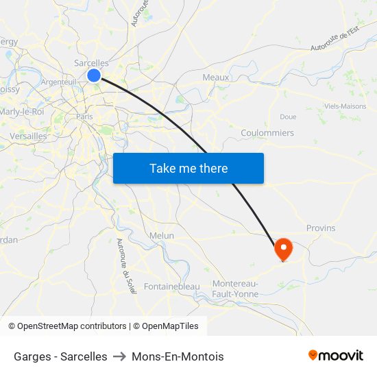 Garges - Sarcelles to Mons-En-Montois map