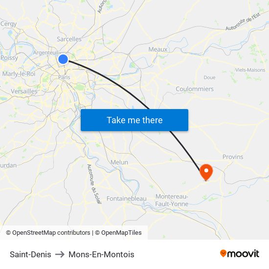 Saint-Denis to Mons-En-Montois map