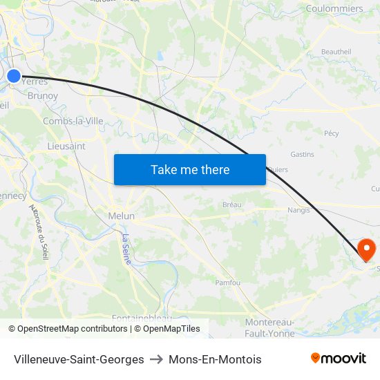 Villeneuve-Saint-Georges to Mons-En-Montois map