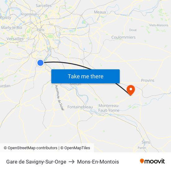 Gare de Savigny-Sur-Orge to Mons-En-Montois map