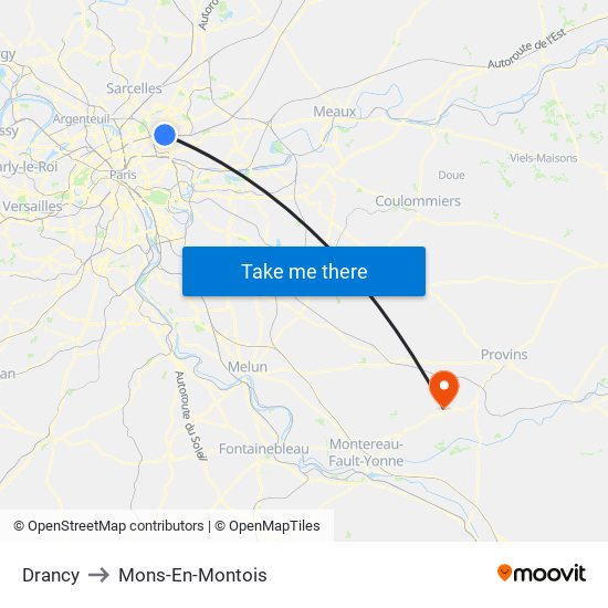 Drancy to Mons-En-Montois map