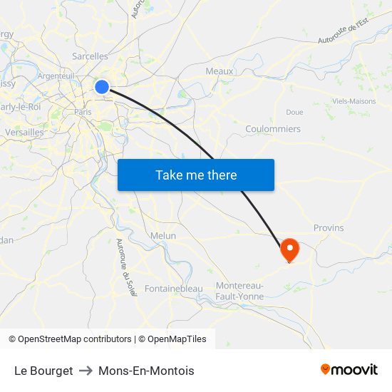 Le Bourget to Mons-En-Montois map