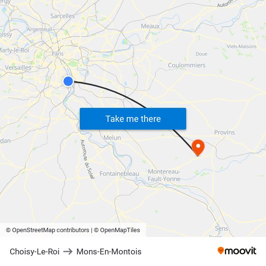 Choisy-Le-Roi to Mons-En-Montois map