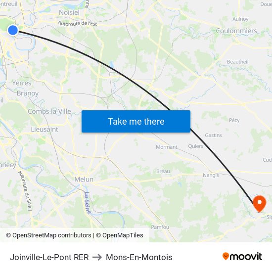 Joinville-Le-Pont RER to Mons-En-Montois map