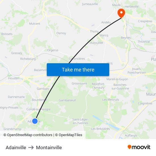 Adainville to Montainville map