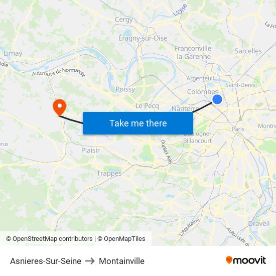 Asnieres-Sur-Seine to Montainville map