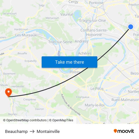 Beauchamp to Montainville map