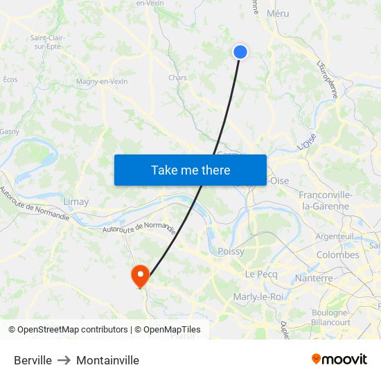 Berville to Montainville map