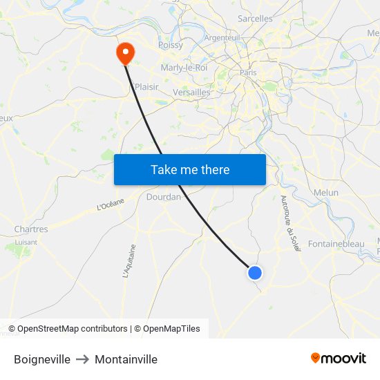 Boigneville to Montainville map