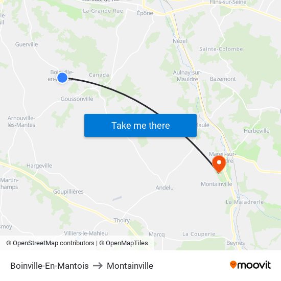 Boinville-En-Mantois to Montainville map