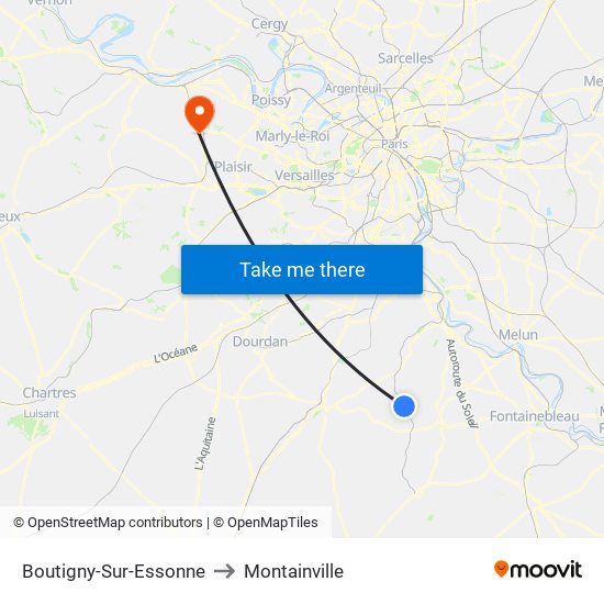 Boutigny-Sur-Essonne to Montainville map
