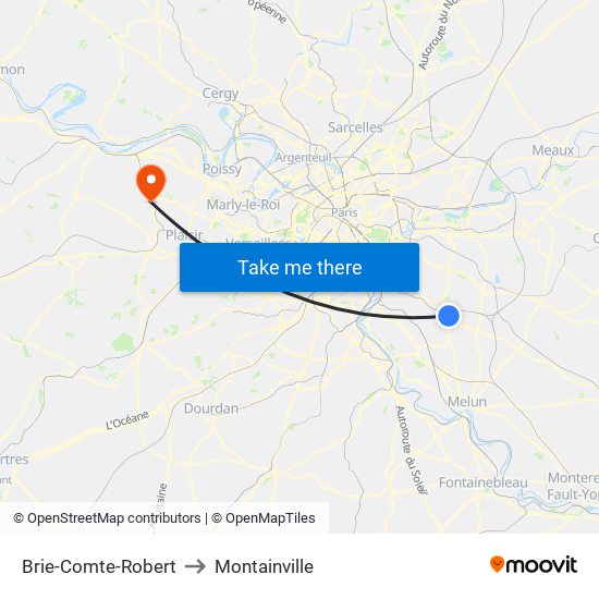 Brie-Comte-Robert to Montainville map