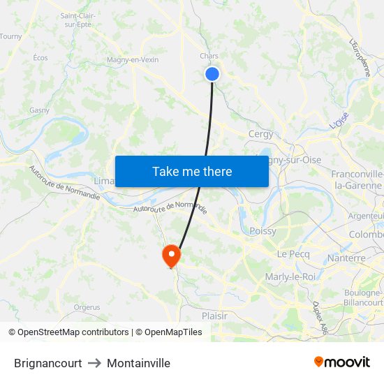 Brignancourt to Montainville map