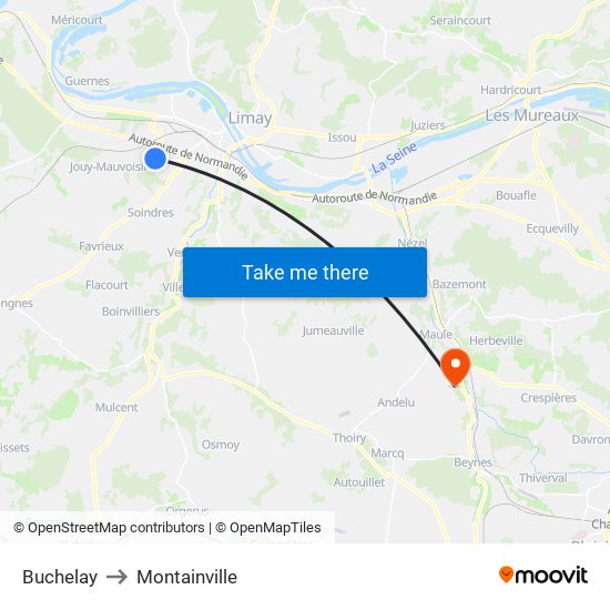 Buchelay to Montainville map