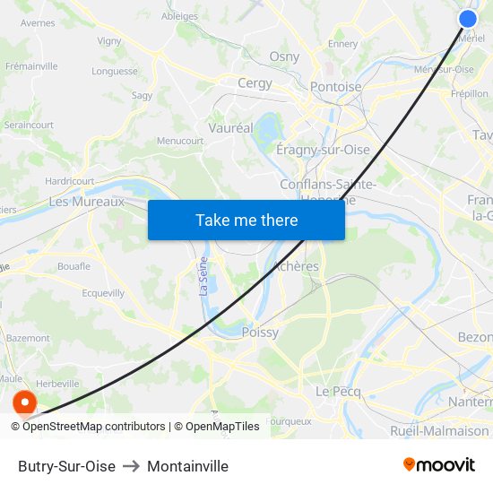 Butry-Sur-Oise to Montainville map