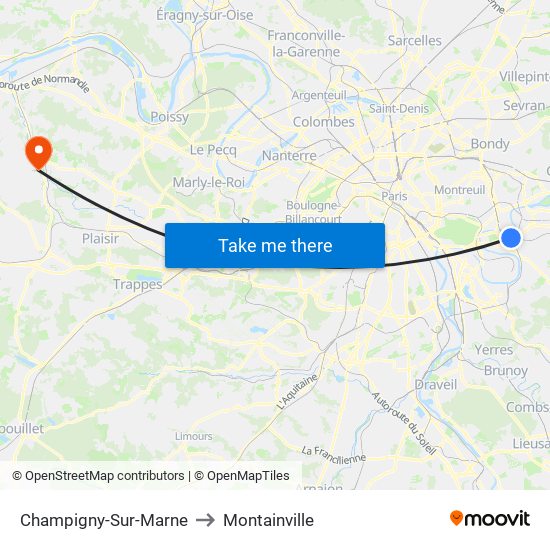 Champigny-Sur-Marne to Montainville map