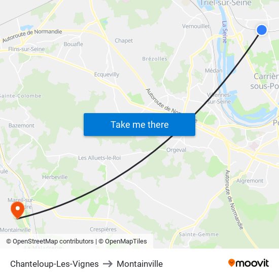 Chanteloup-Les-Vignes to Montainville map