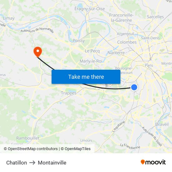Chatillon to Montainville map