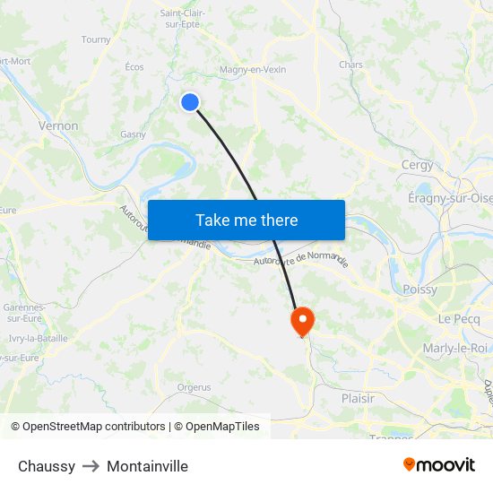 Chaussy to Montainville map