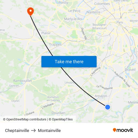 Cheptainville to Montainville map